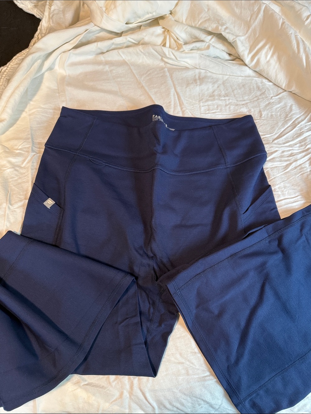 High-Waist Navy FABLETICS Scrub Flared Leggings with Side Pockets